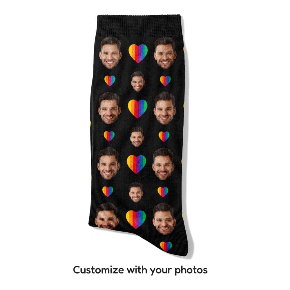 Rainbow Heart Socks Front