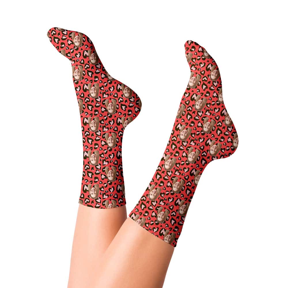 Red Leopard Socks Model