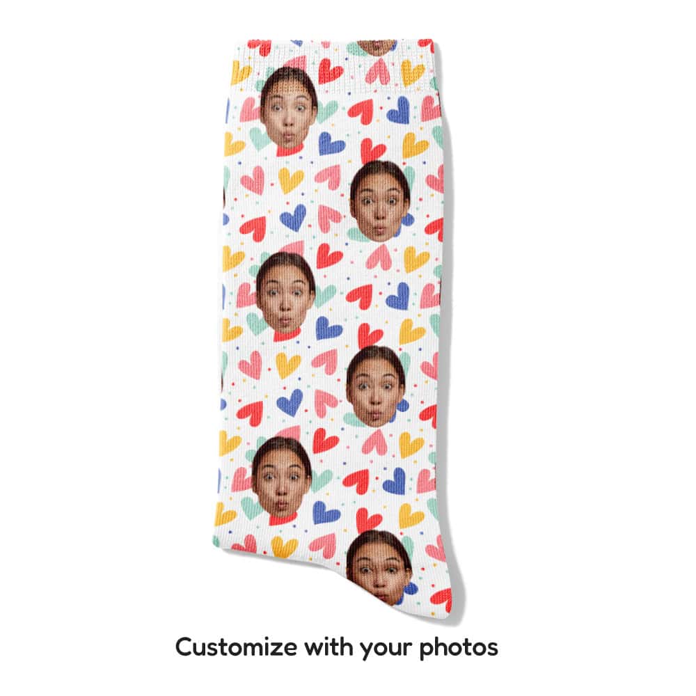 colorful heart socks folded