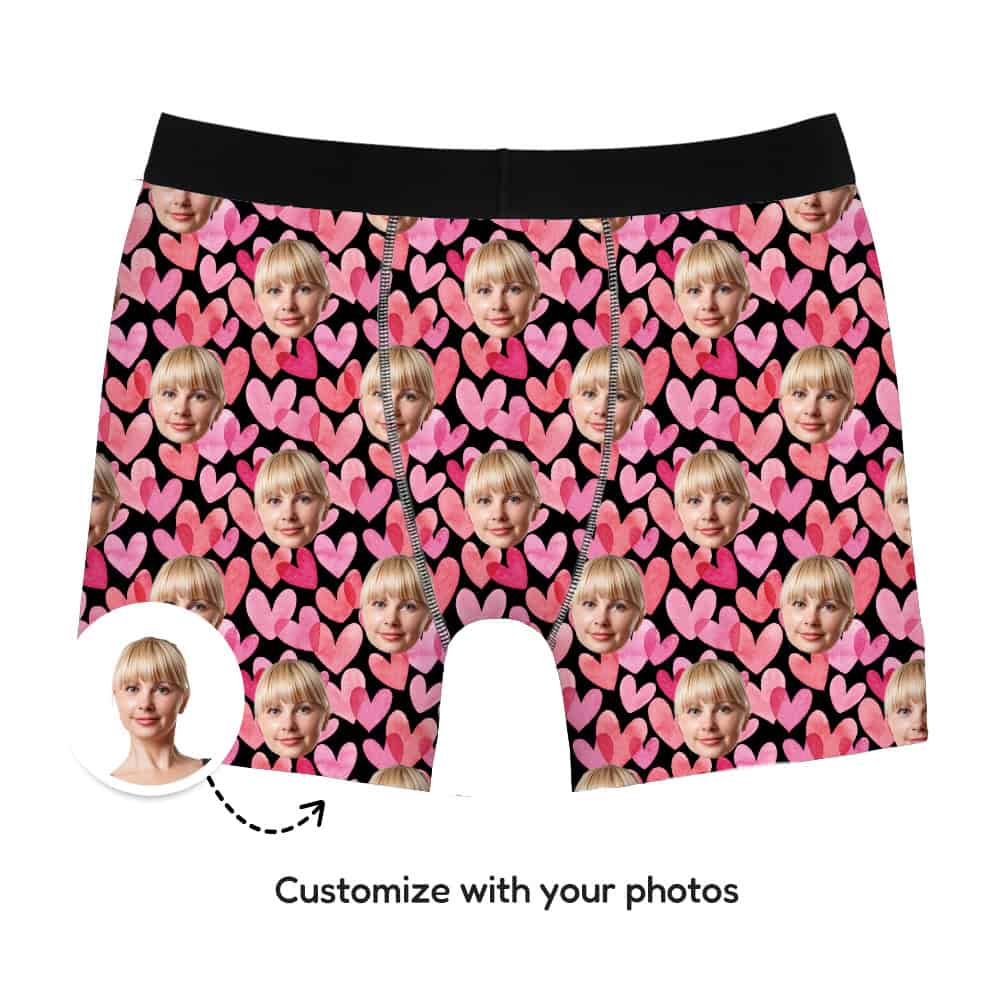 pink heart boxers black