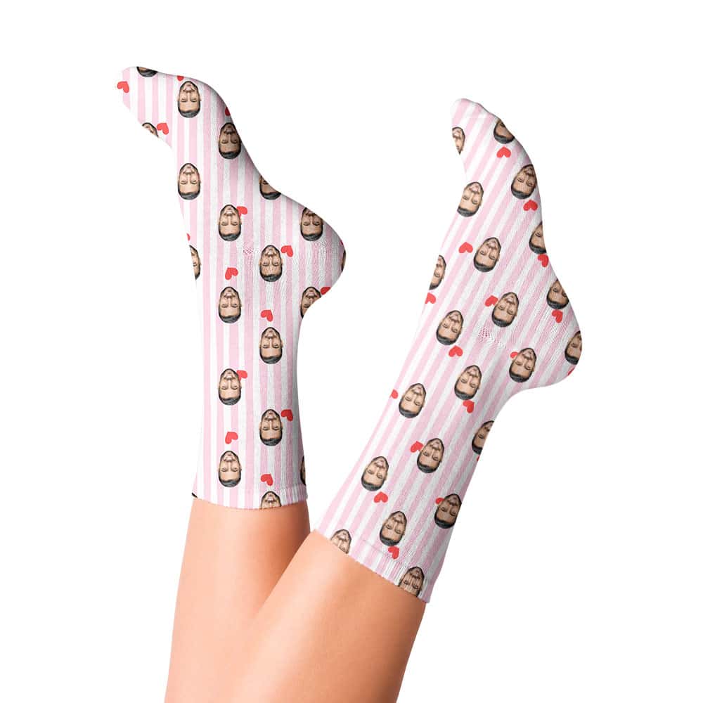 pink striped socks model